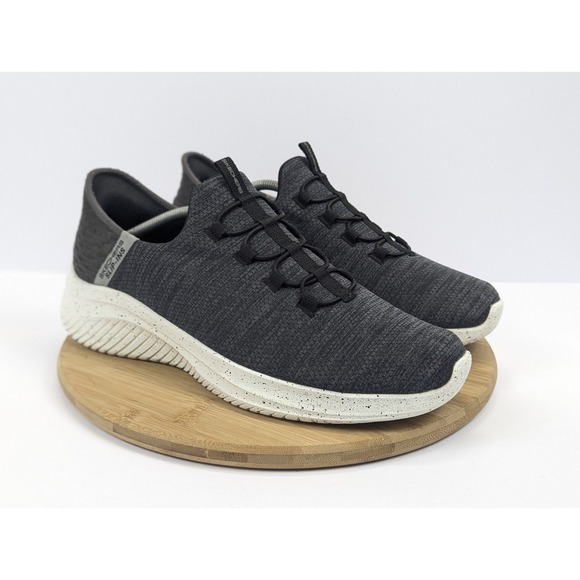 Skechers Slip-Ins Hands Free Shoes Mens 12 Gray White Sneakers Stretch Fit